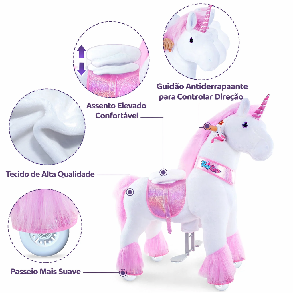 PonyCycle® Unicórnio Modelo U: Brinquedo de Montaria com Galope Real e Freio - Imagem 5